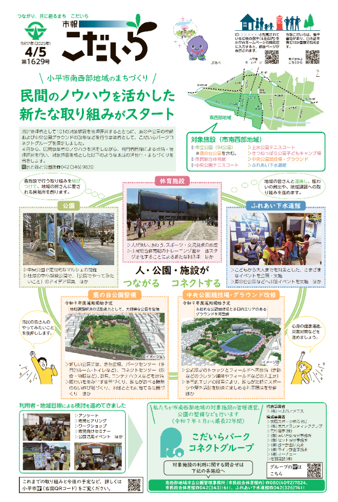 市報こだいら4月5日号1面の表紙です。