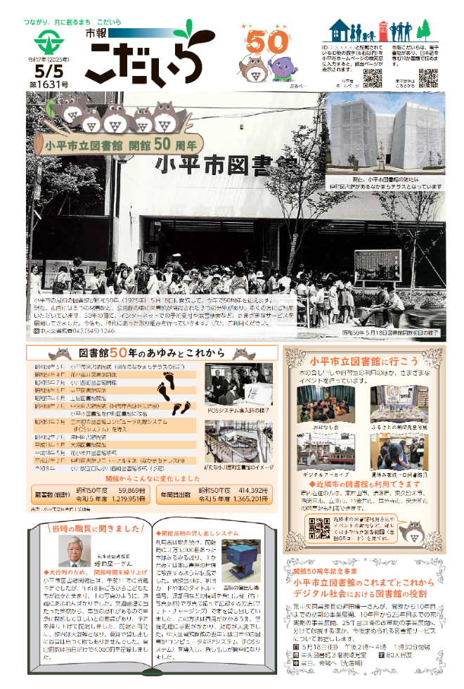 市報こだいら5月5日号1面の表紙です。