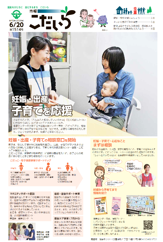 乳幼児を抱いた母親と保健師が面談している写真