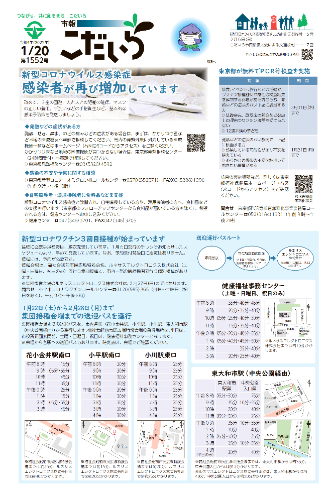 市報こだいら1月20日号1面の表紙です。